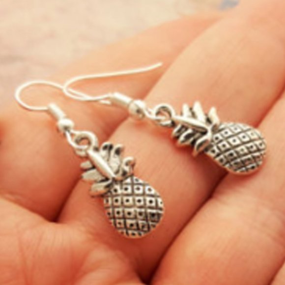 Pineapple Silver Earrings - Picture 3 of 3